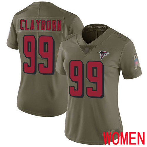 Atlanta Falcons Limited Olive Women Adrian Clayborn Jersey NFL Football #99 2017 Salute to Service